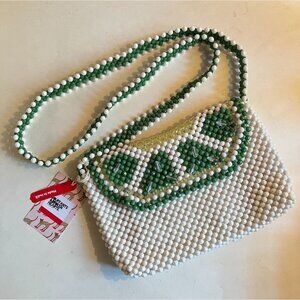 NWT Bouffants & Broken Hearts Dandy Beaded Lime Crossbody Flap Bag